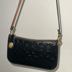 Coach Black Leather Clutch with Gold Hardware